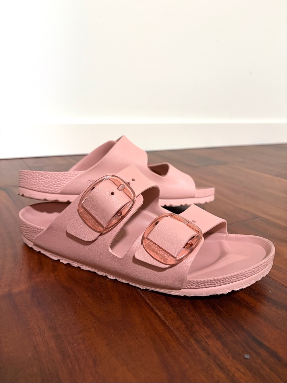 Birkenstock | Women’s | Pink Arizona Double Buckle EVA Slide Sandals | 40